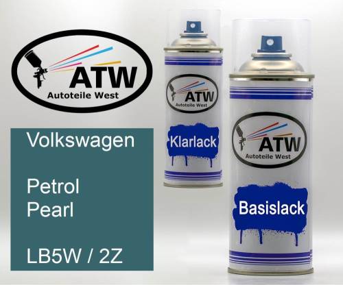 Volkswagen, Petrol Pearl, LB5W / 2Z: 400ml Sprühdose + 400ml Klarlack - Set, von ATW Autoteile West.